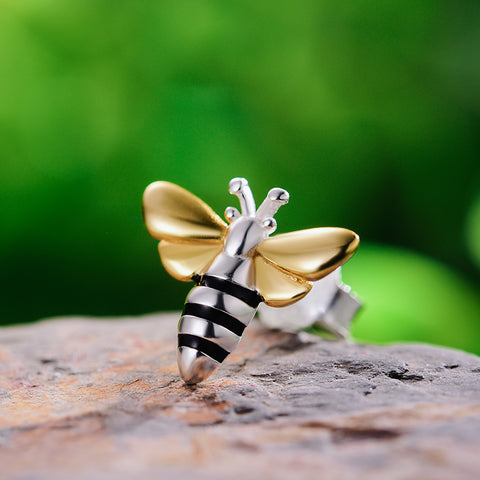 925 Sterling Silver Bee Earrings