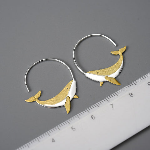 Whale Silver Hoop Earrings