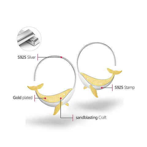 Whale Silver Hoop Earrings