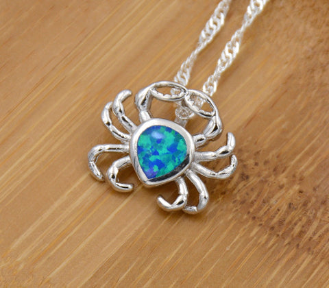 Blue Opal Crab Necklace