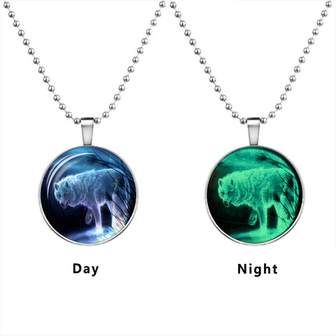 Glow in the Dark Wolf Necklace