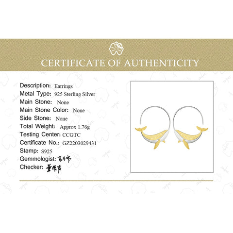 Whale Silver Hoop Earrings
