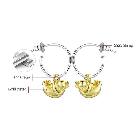 Koala Round Hoop Earrings
