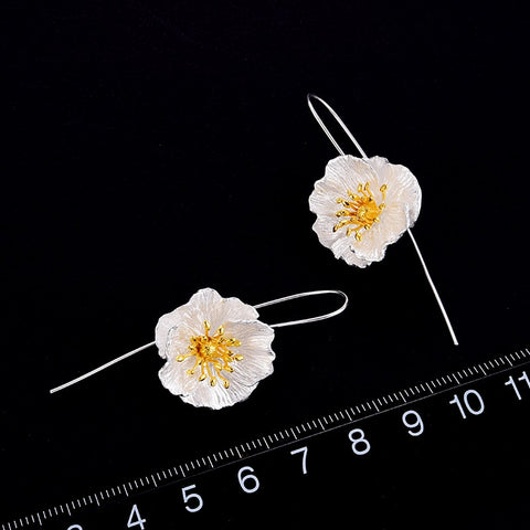 l 925 Sterling Silver Flower Earrings