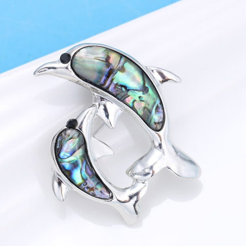 Abalone Shell Dolphin Brooch