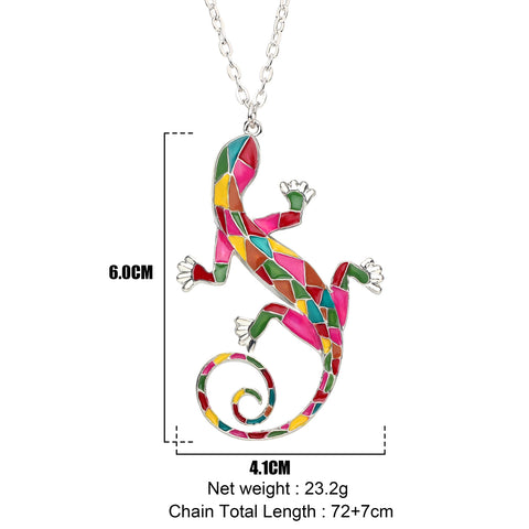 Stained Glass Style Gecko Necklace