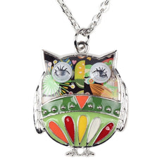 Owl Multicolor Enamel Necklace