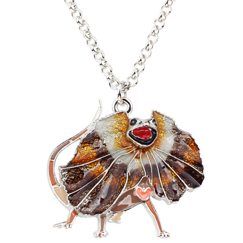 Multicolor Frilled Dragon Necklace