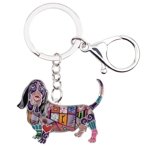 Basset Hound Multicolor Keychain