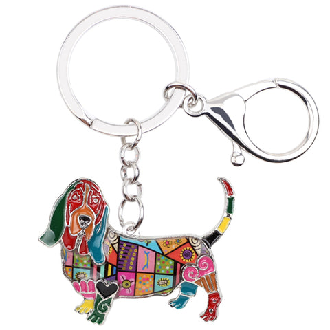 Basset Hound Multicolor Keychain