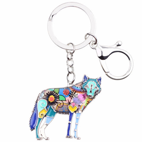 Multicolor Wolf Keychain