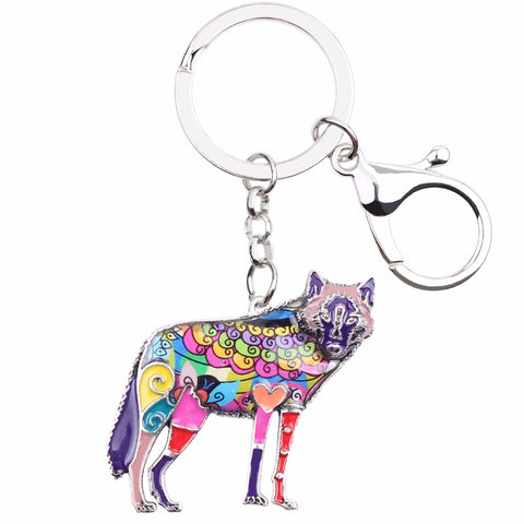 Multicolor Wolf Keychain