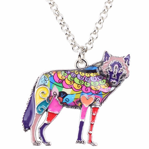 Multicolor Wolf Necklace