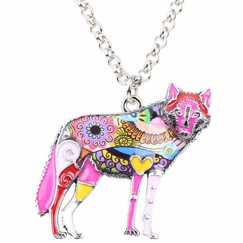 Multicolor Wolf Necklace