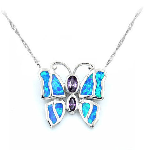 Fire Opal Butterfly Necklace