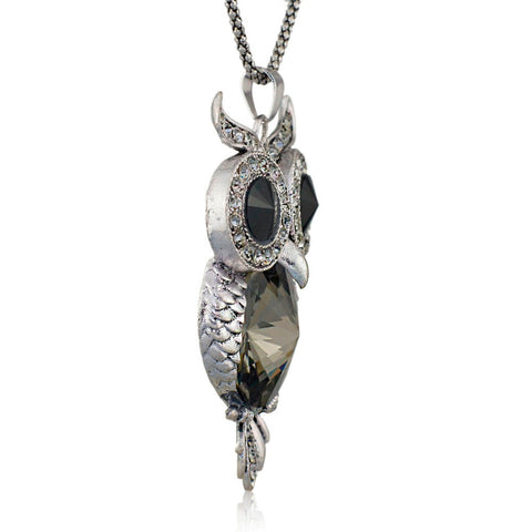 Crystal Black Owl Necklace