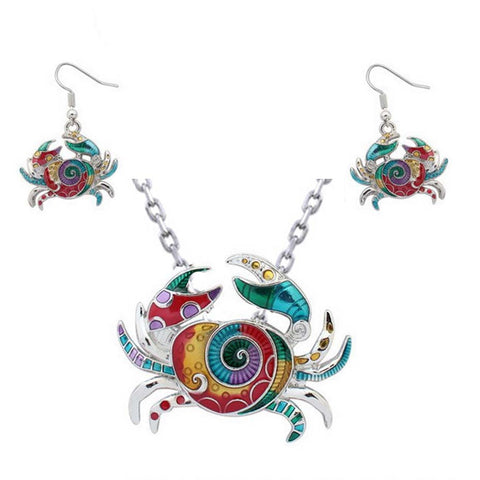 Crab Necklace and Earrings Set