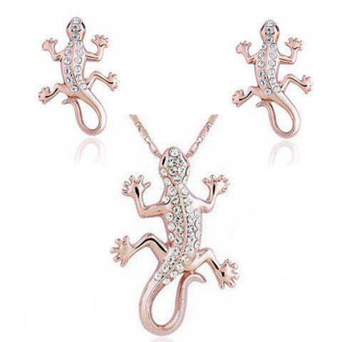 Gecko Necklace and Earrings Set  (2 Color Styles)