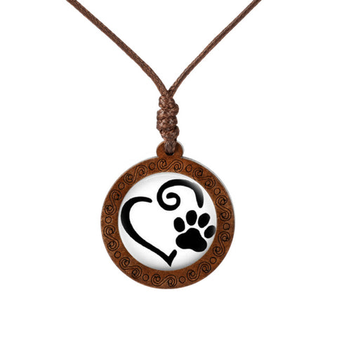 I love Paws Wood Necklace