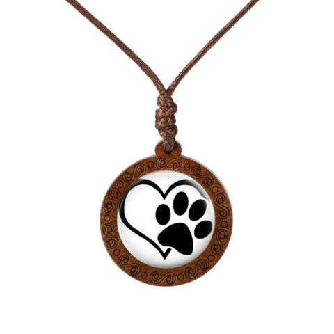 I love Paws Wood Necklace