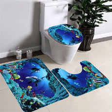 3pcs/set Ocean Toilet Carpet
