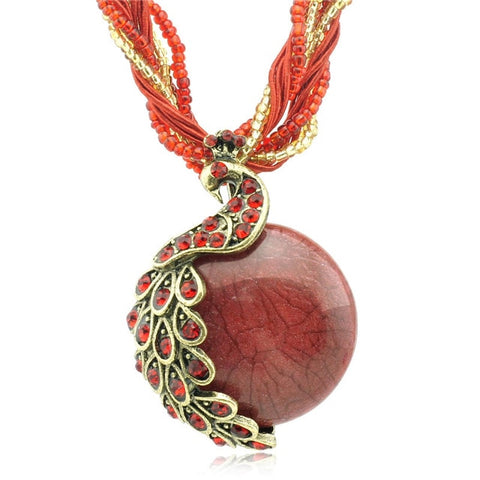 Crystal Peacock Necklace