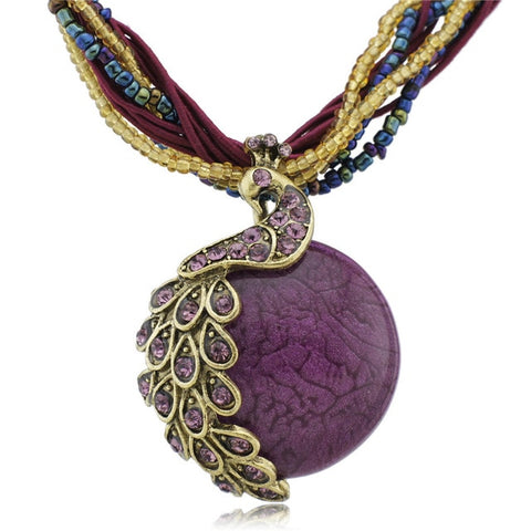 Crystal Peacock Necklace