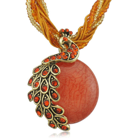 Crystal Peacock Necklace