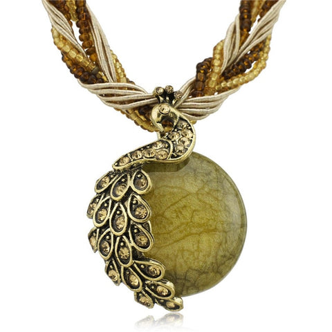 Crystal Peacock Necklace