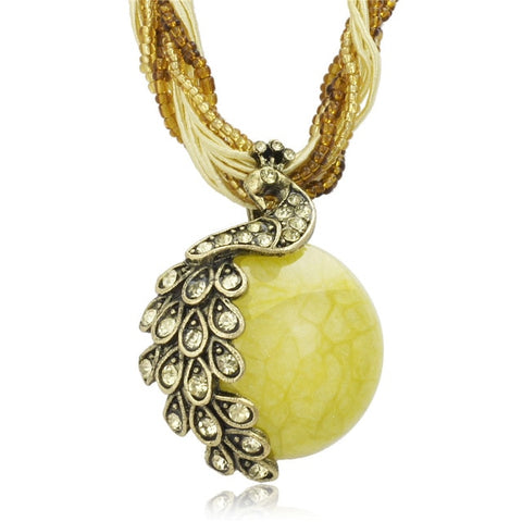 Crystal Peacock Necklace