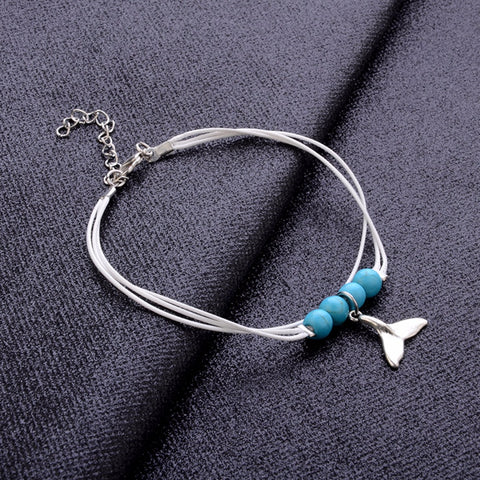 Whale Tail and Beads Anklet