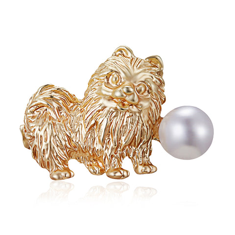 Pearl Yorkie Brooch