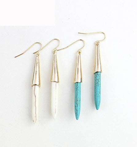 Long Drop Stone Earrings