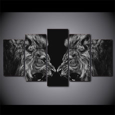5 Panel Roaring Lions Wall Canvas