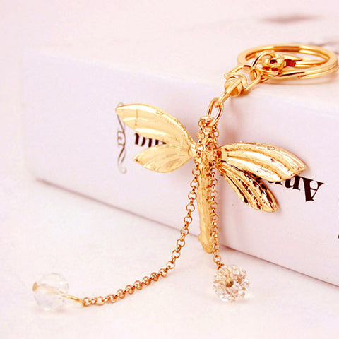 Crystal Dragonfly Keychain