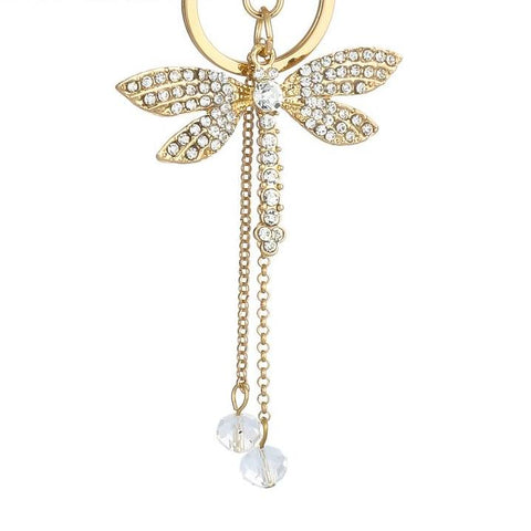 Crystal Dragonfly Keychain