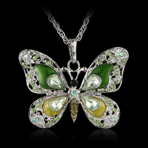 Vintage Crystal Butterfly Necklace