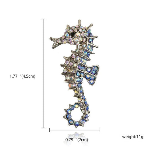 Blue Seahorse Brooch