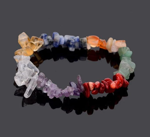 7 Chakra Chipped Stone Bracelet