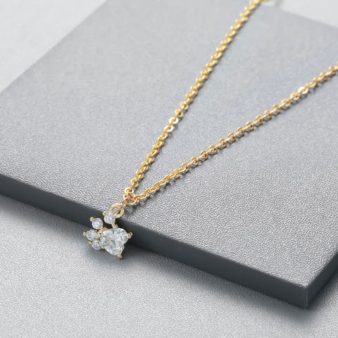 Paw Rhinestone Necklace