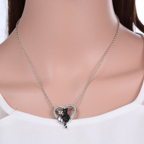 Vintage Cat Heart Necklace