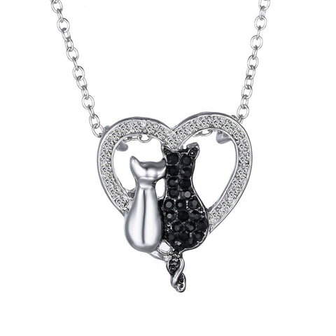 Vintage Cat Heart Necklace