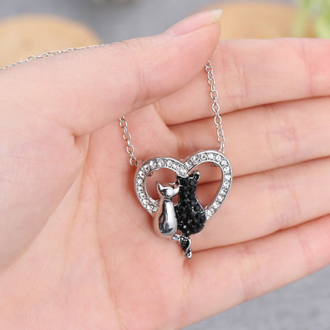Vintage Cat Heart Necklace