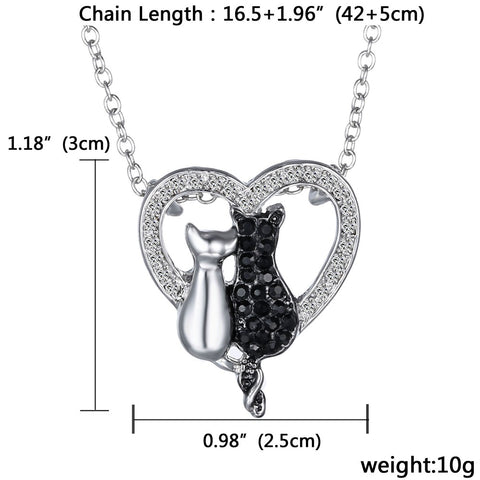 Vintage Cat Heart Necklace
