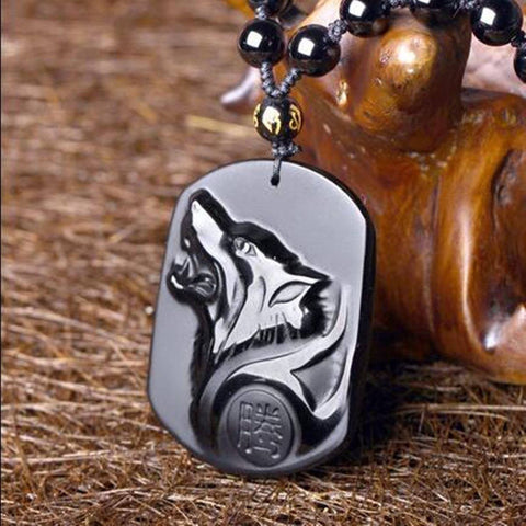 Black Wolf Obsidian Necklace