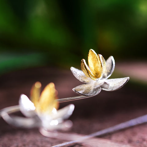 925 Sterling Silver Long Flower Earrings