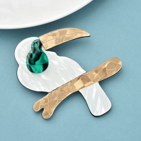 Toucan wood Brooch
