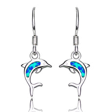 Opal Ocean Dolphin Earrings