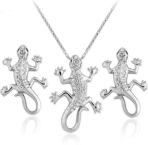 Jewelry Set - Gecko Necklace And Earrings Set