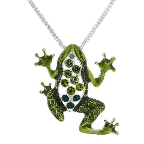 Jewelry Set - Green Frog Necklace And Earrings Set